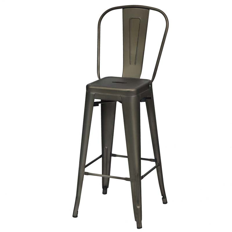 4Pcs 30" Stackable Metal Bar Stools with Removable Backrest & Non-Slip Feet, Industrial Bar Height Dining Chairs Bistro Cafe Chairs
