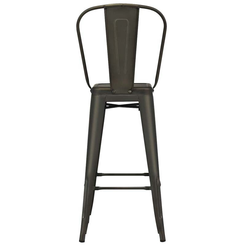 4Pcs 30" Stackable Metal Bar Stools with Removable Backrest & Non-Slip Feet, Industrial Bar Height Dining Chairs Bistro Cafe Chairs