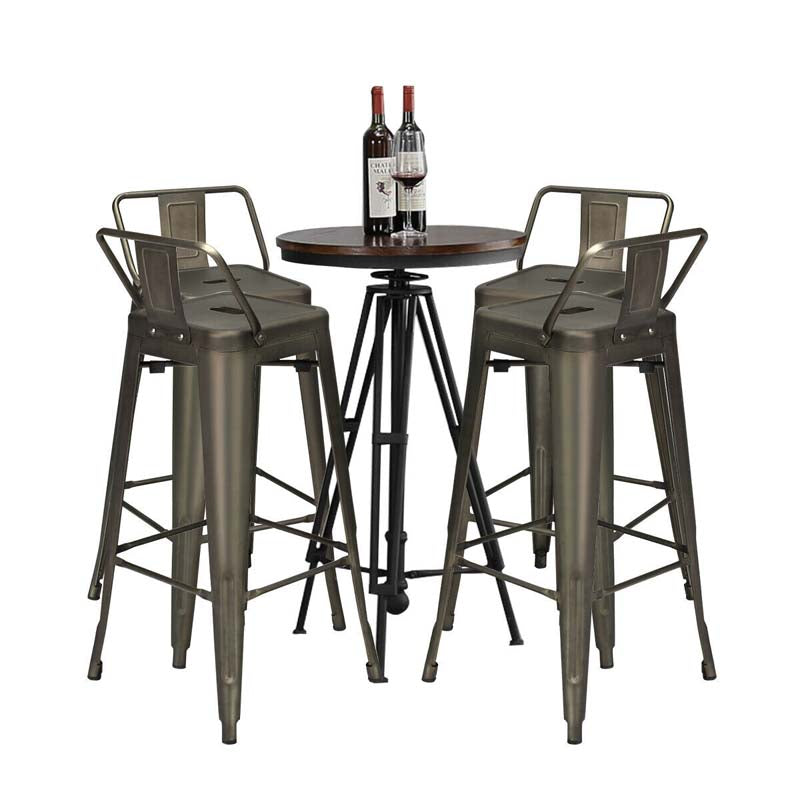 4Pcs 30" Metal Bar Stools Stackable Cafe Side Chairs with Removable Back, Stylish Counter Height Chairs for Kitchen Dining Rooms