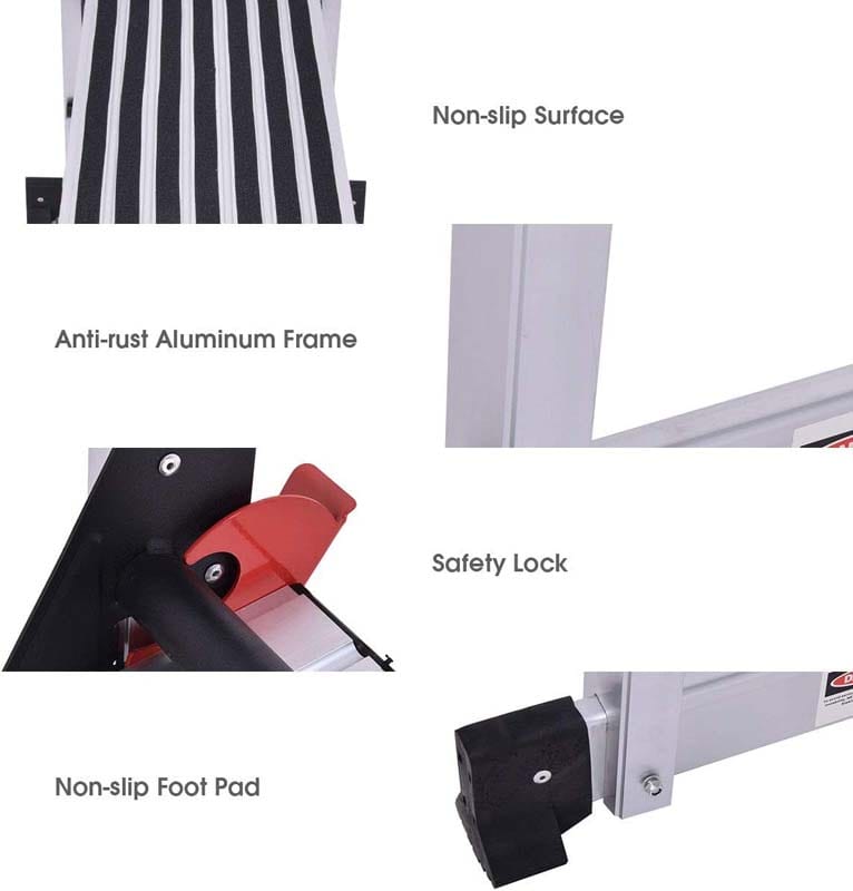 330lbs Capacity Aluminum Folding Work Platform Step Ladder Portable Work Bench Drywall Stool