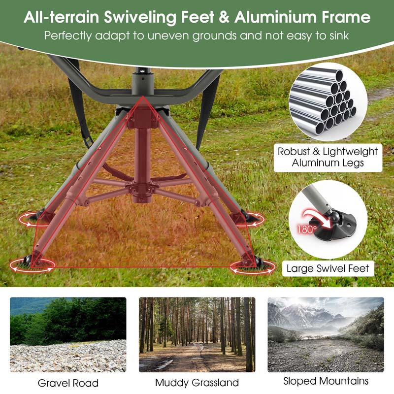 360 Degree Silent Swivel Blind Chair with 4 Adjustable Legs, Portable Folding Hunting Chairs for Blinds Fishing Camping