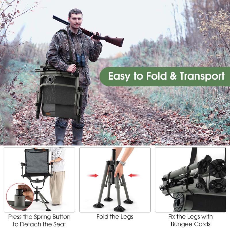 360 Degree Silent Swivel Blind Chair with 4 Adjustable Legs, Portable Folding Hunting Chairs for Blinds Fishing Camping