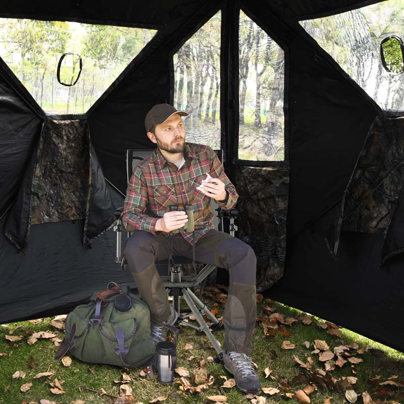 360 Degree Silent Swivel Blind Chair with 4 Adjustable Legs, Portable Folding Hunting Chairs for Blinds Fishing Camping