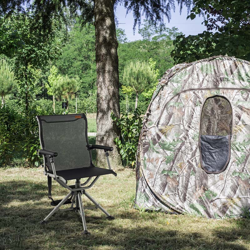 360 Degree Silent Swivel Blind Chair with 4 Adjustable Legs, Portable Folding Hunting Chairs for Blinds Fishing Camping