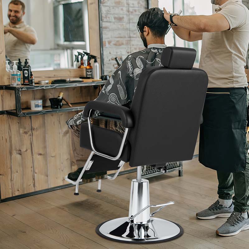 360° Swivel Hydraulic Salon Barber Chair for Hair Stylist w/Headrest & Recline Backrest, Spa Equipment Tattoo Chair Makeup Station