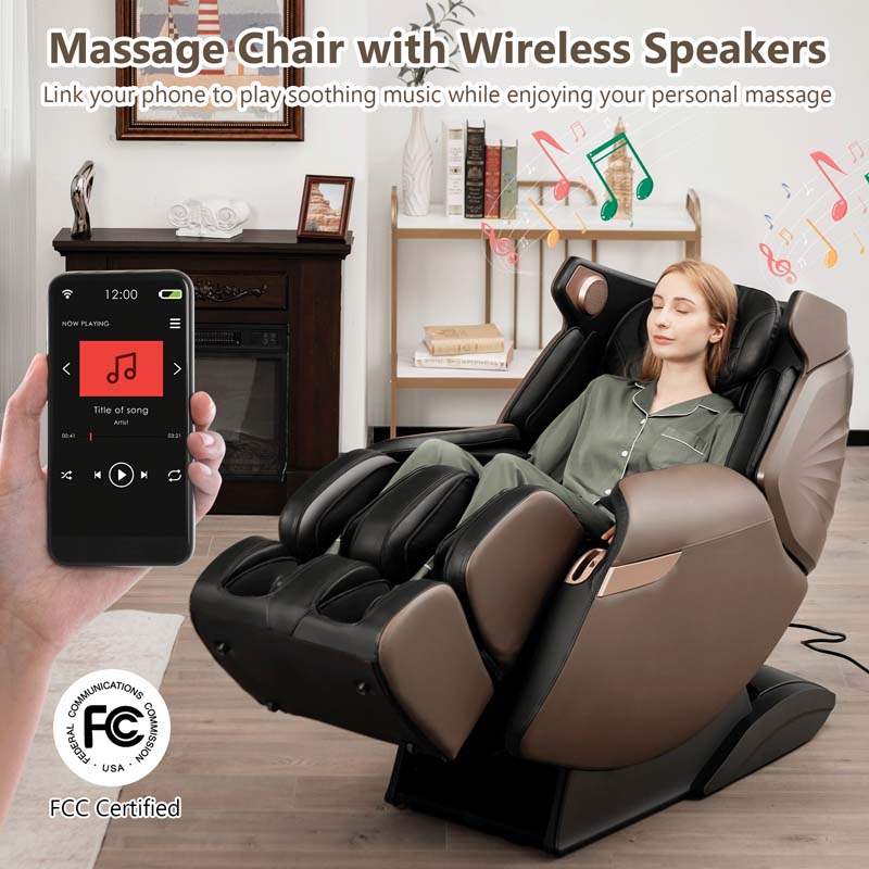 3D 55" SL-Track Shiatsu Full Body Zero Gravity Massage Chair with Back Heating Therapy