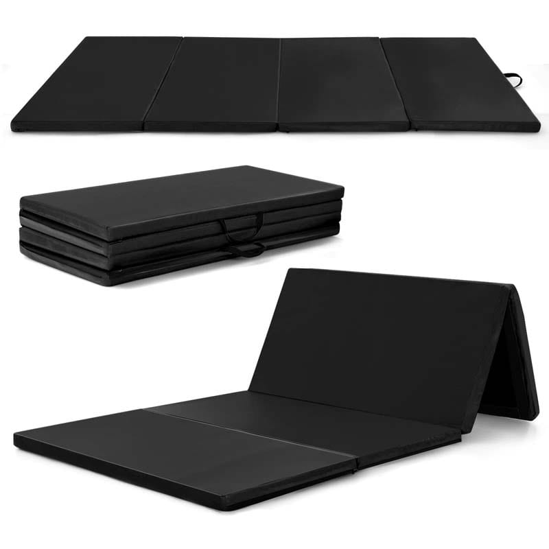 8' x 4' Anti-Tear Folding Gymnastics Mat for Yoga Fitness, 2" Thick 4-Panel Exercise Tumbling Mat with Carrying Handles