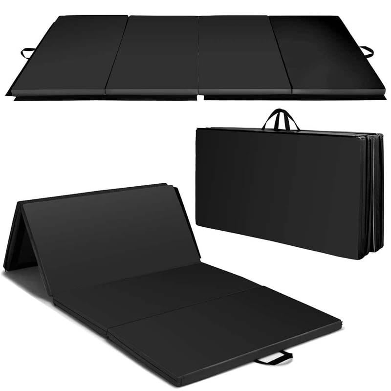 8' x 4' Anti-Tear Folding Gymnastics Mat for Yoga Fitness, 2" Thick 4-Panel Exercise Tumbling Mat with Carrying Handles