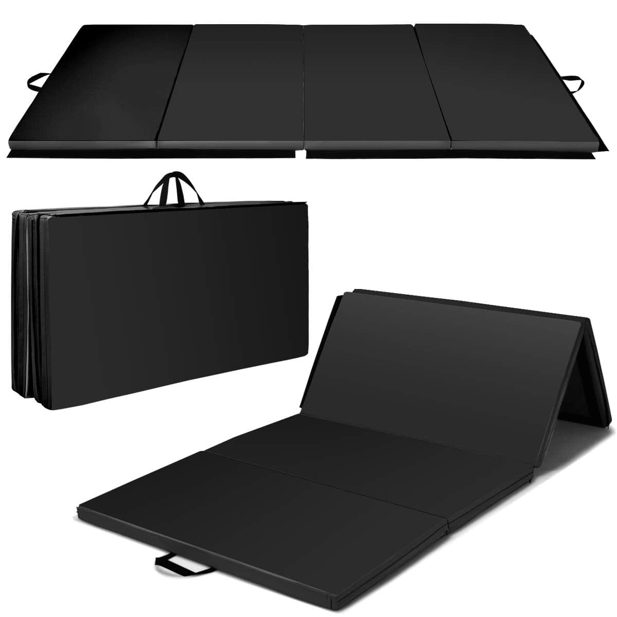 8' x 4' Anti-Tear Folding Gymnastics Mat for Yoga Fitness, 2" Thick 4-Panel Exercise Tumbling Mat with Carrying Handles
