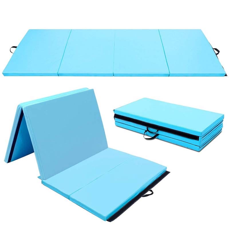 8' x 4' Anti-Tear Folding Gymnastics Mat for Yoga Fitness, 2" Thick 4-Panel Exercise Tumbling Mat with Carrying Handles