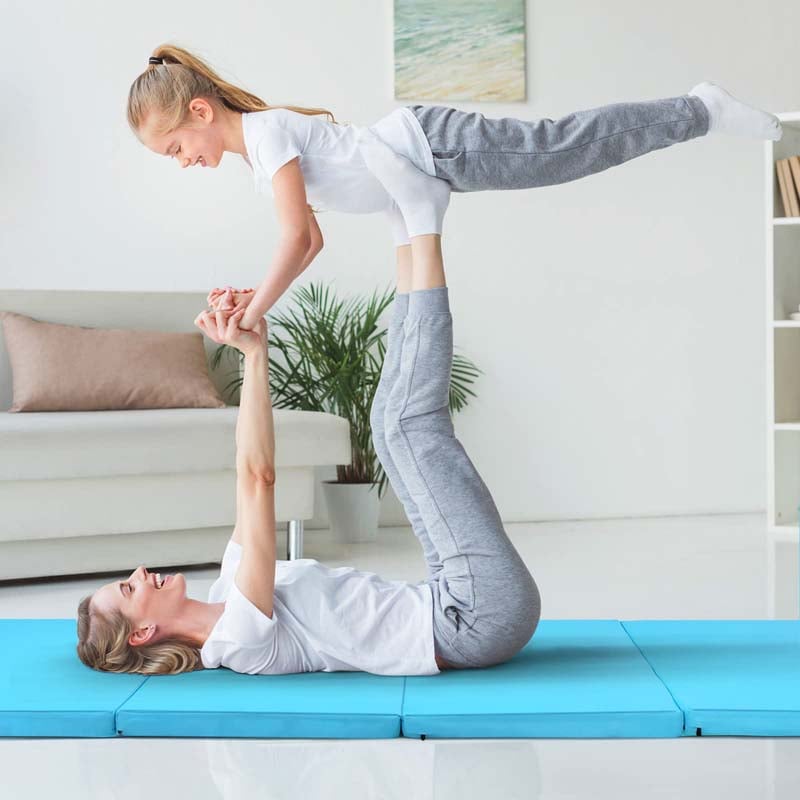 8' x 4' Anti-Tear Folding Gymnastics Mat for Yoga Fitness, 2" Thick 4-Panel Exercise Tumbling Mat with Carrying Handles