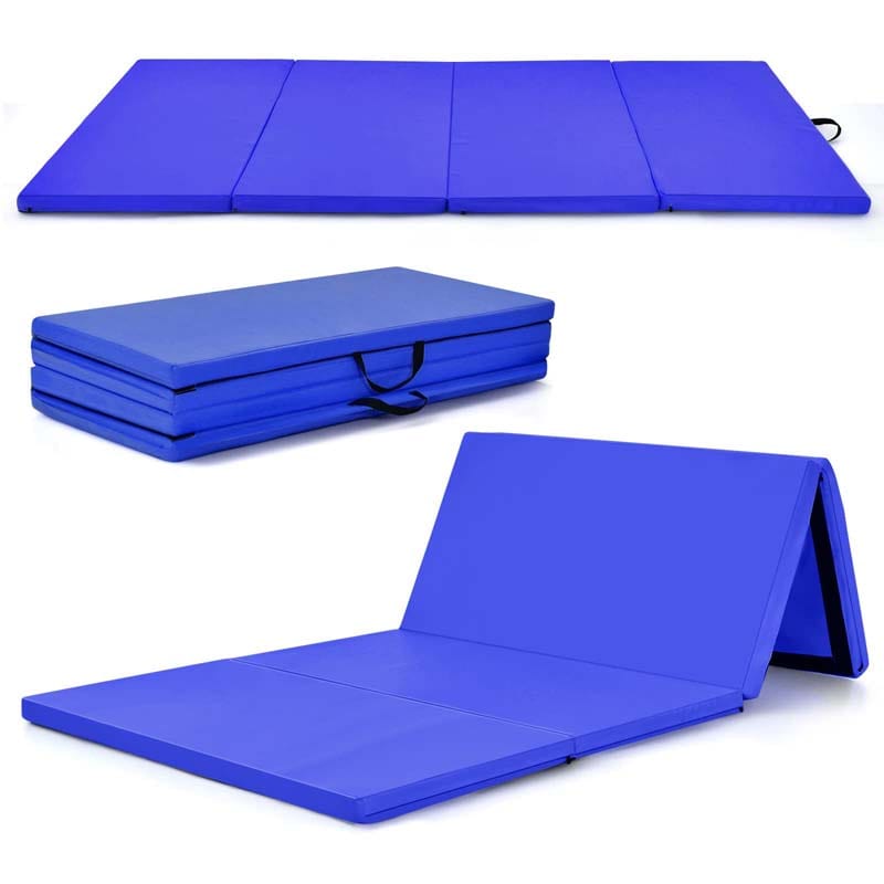 8' x 4' Anti-Tear Folding Gymnastics Mat for Yoga Fitness, 2" Thick 4-Panel Exercise Tumbling Mat with Carrying Handles