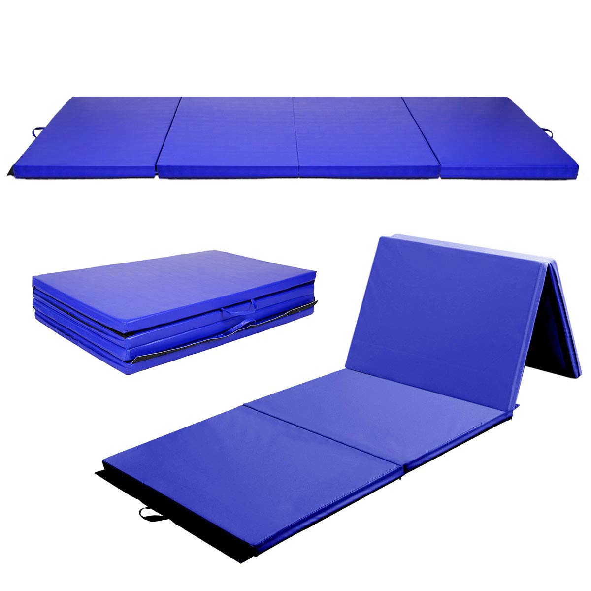 8' x 4' Anti-Tear Folding Gymnastics Mat for Yoga Fitness, 2" Thick 4-Panel Exercise Tumbling Mat with Carrying Handles