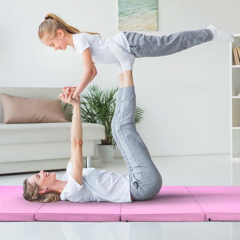 8' x 4' Anti-Tear Folding Gymnastics Mat for Yoga Fitness, 2" Thick 4-Panel Exercise Tumbling Mat with Carrying Handles