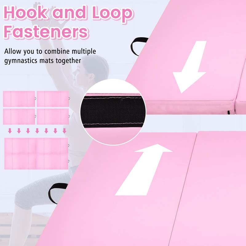 8' x 4' Anti-Tear Folding Gymnastics Mat for Yoga Fitness, 2" Thick 4-Panel Exercise Tumbling Mat with Carrying Handles