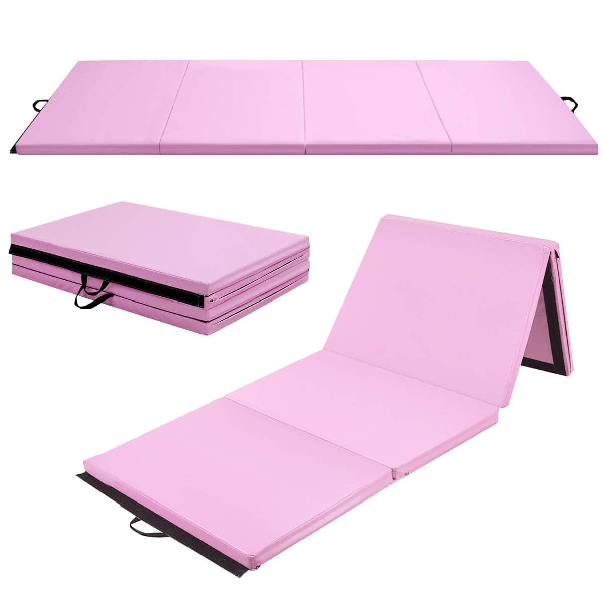 8' x 4' Anti-Tear Folding Gymnastics Mat for Yoga Fitness, 2" Thick 4-Panel Exercise Tumbling Mat with Carrying Handles