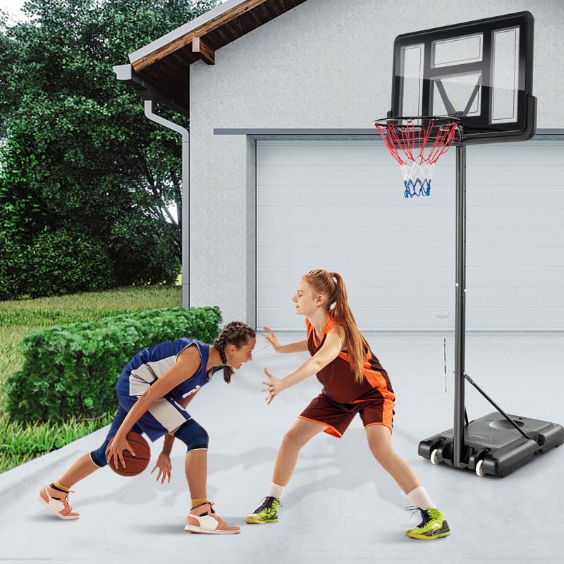 4.25-10FT Portable Basketball Hoop Outdoor, Height Adjustable Basketball Goal System w/44" Backboard 2 Nets
