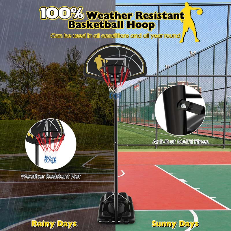 4.25-10FT Portable Basketball Hoop Outdoor Indoor Basketball Goal Hoop System with 44" Backboard & Fillable Base