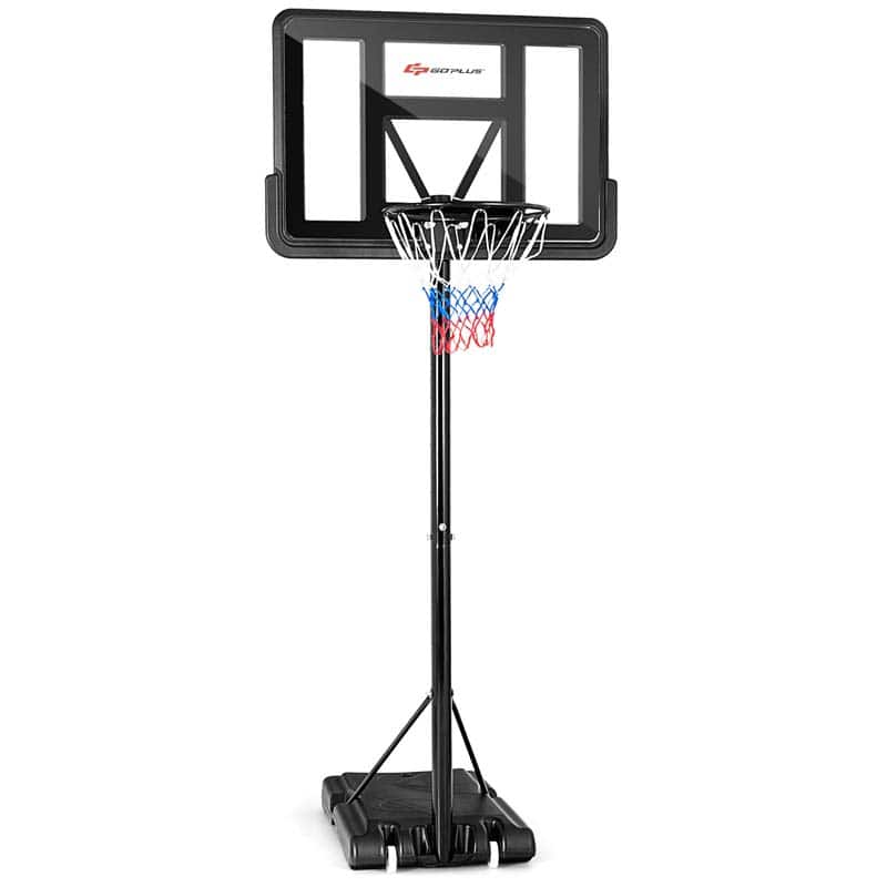 Portable Basketball Hoop Outdoor, 4.5-10FT Height Adjustable Basketball Goal System with 44" Backboard & Wheels
