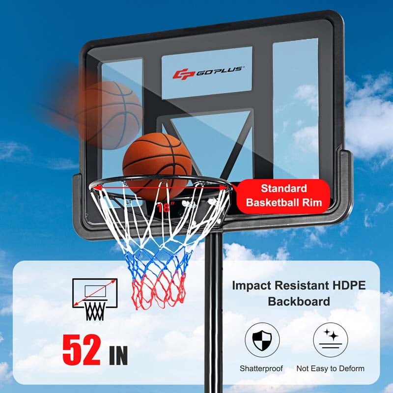 Portable Basketball Hoop Outdoor, 4.5-10FT Height Adjustable Basketball Goal System with 44" Backboard & Wheels