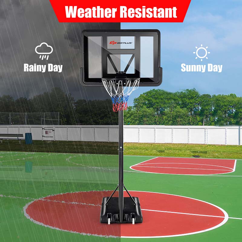 Portable Basketball Hoop Outdoor, 4.5-10FT Height Adjustable Basketball Goal System with 44" Backboard & Wheels