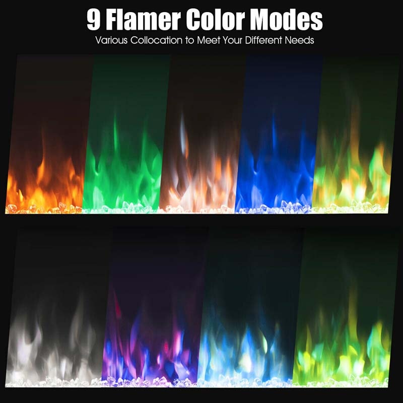 40" Ultra-Thin Recessed Electric Fireplace Insert, 1500W Wall-mounted Fireplace Heater with 9 Flame Colors