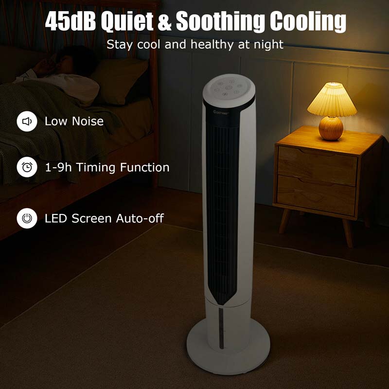 41" 3-in-1 Floor Bladeless Tower Fan Evaporative Air Cooler Humidifier with Remote, 3 Modes & 3 Speeds, 9H Timer