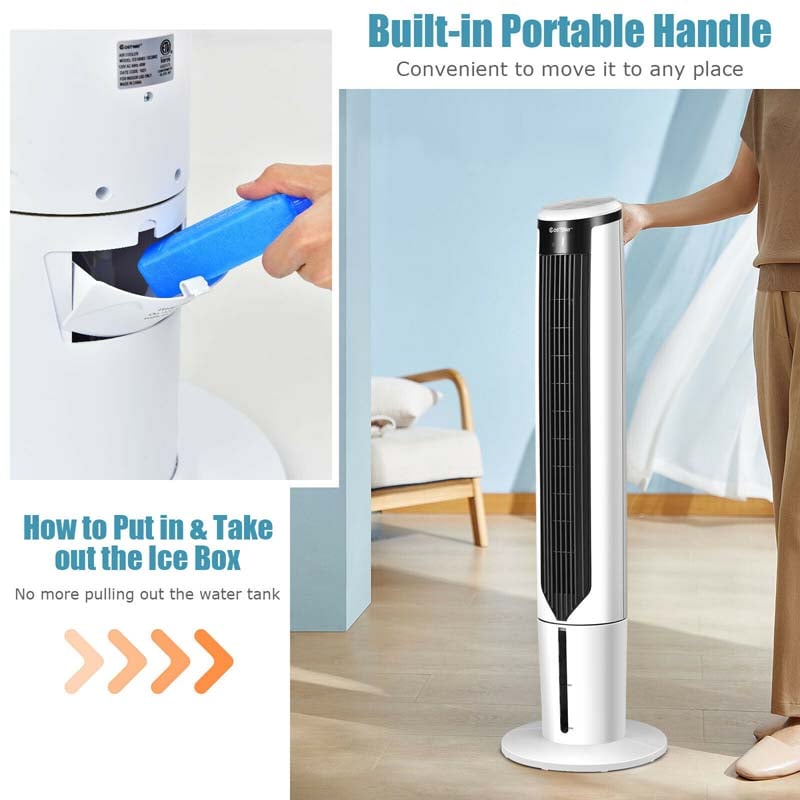 41" 3-in-1 Floor Bladeless Tower Fan Evaporative Air Cooler Humidifier with Remote, 3 Modes & 3 Speeds, 9H Timer