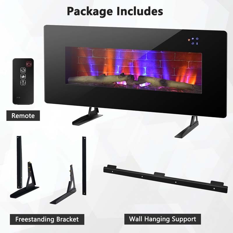 42" Electric Fireplace with 7 Realistic Flame Colors, 1400W Freestanding & Wall-Mounted Electric Fireplace Heater
