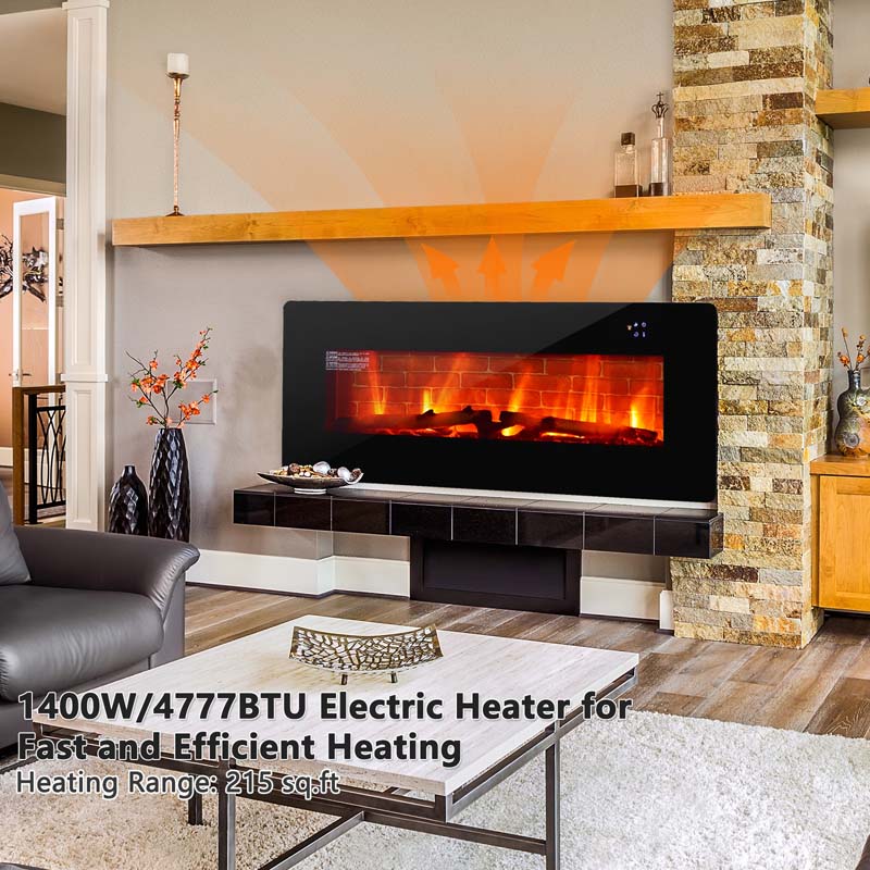 42" Electric Fireplace with 7 Realistic Flame Colors, 1400W Freestanding & Wall-Mounted Electric Fireplace Heater