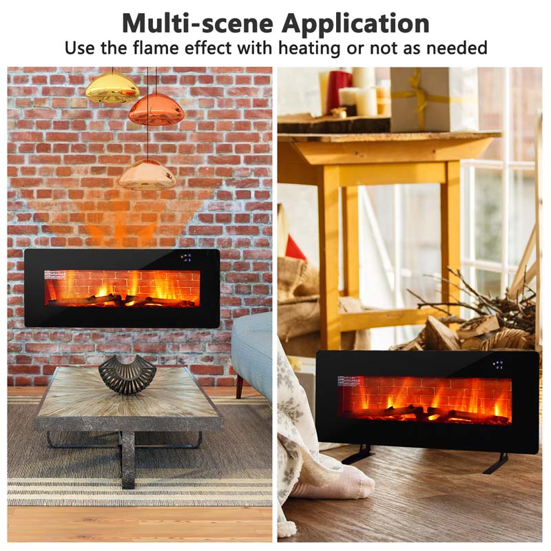 42" Electric Fireplace with 7 Realistic Flame Colors, 1400W Freestanding & Wall-Mounted Electric Fireplace Heater