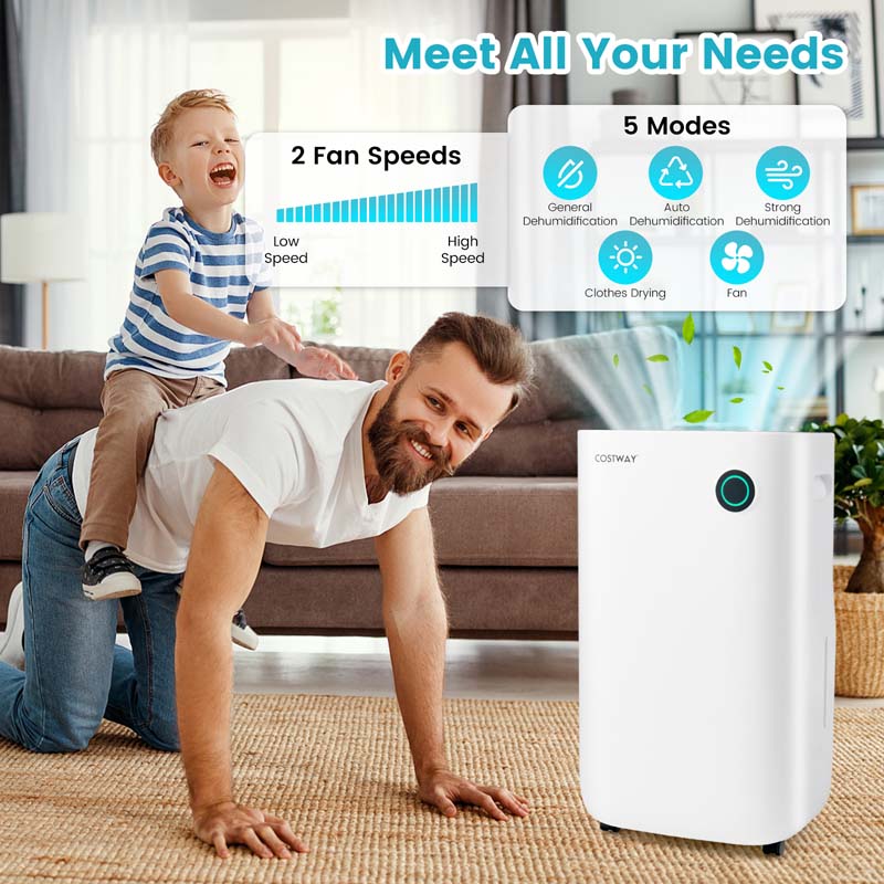 73 Pints 4500 Sq. Ft Quiet Air Dehumidifier for Basements with 5 Modes, 3-Color Indicator Light, 1.7 Gallon Water Tank, 24H Timer