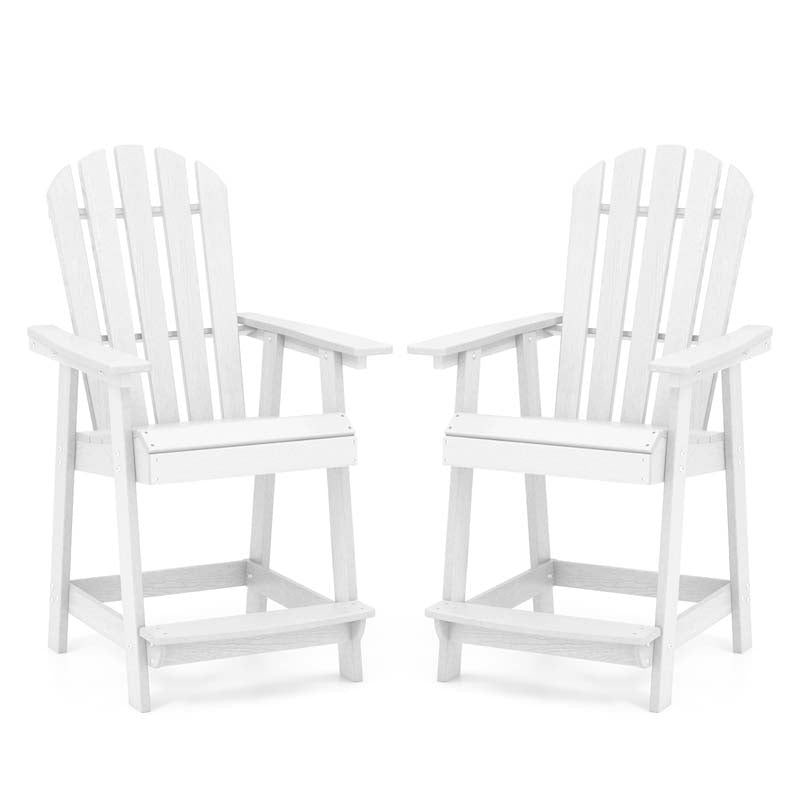 Outdoor HDPE Tall Adirondack Chair with Armrest & Footrest, Weather Resistant 47" Counter Height Barstool Balcony Chairs