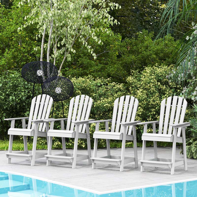 Outdoor HDPE Tall Adirondack Chair with Armrest & Footrest, Weather Resistant 47" Counter Height Barstool Balcony Chairs