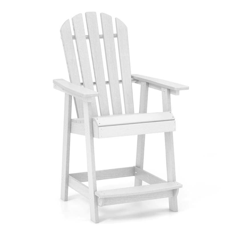 Outdoor HDPE Tall Adirondack Chair with Armrest & Footrest, Weather Resistant 47" Counter Height Barstool Balcony Chairs