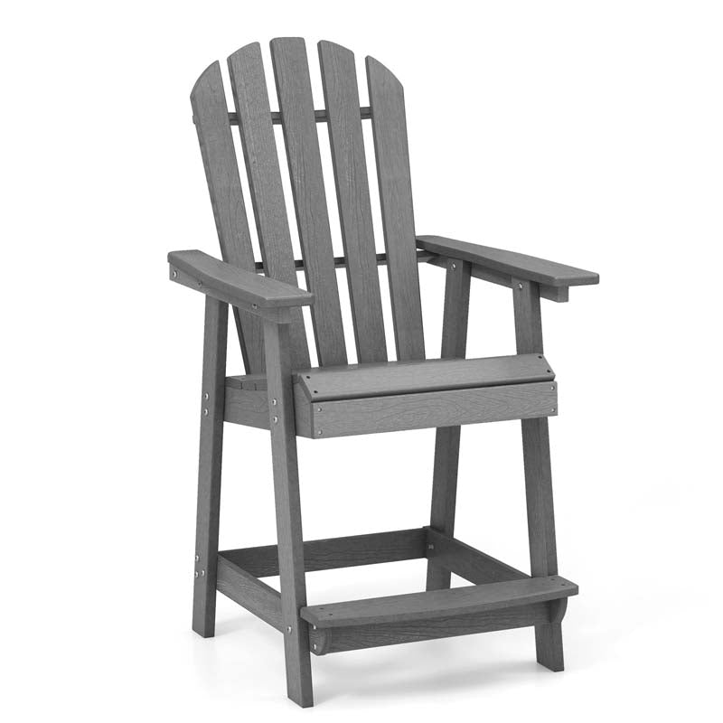 Outdoor HDPE Tall Adirondack Chair with Armrest & Footrest, Weather Resistant 47" Counter Height Barstool Balcony Chairs