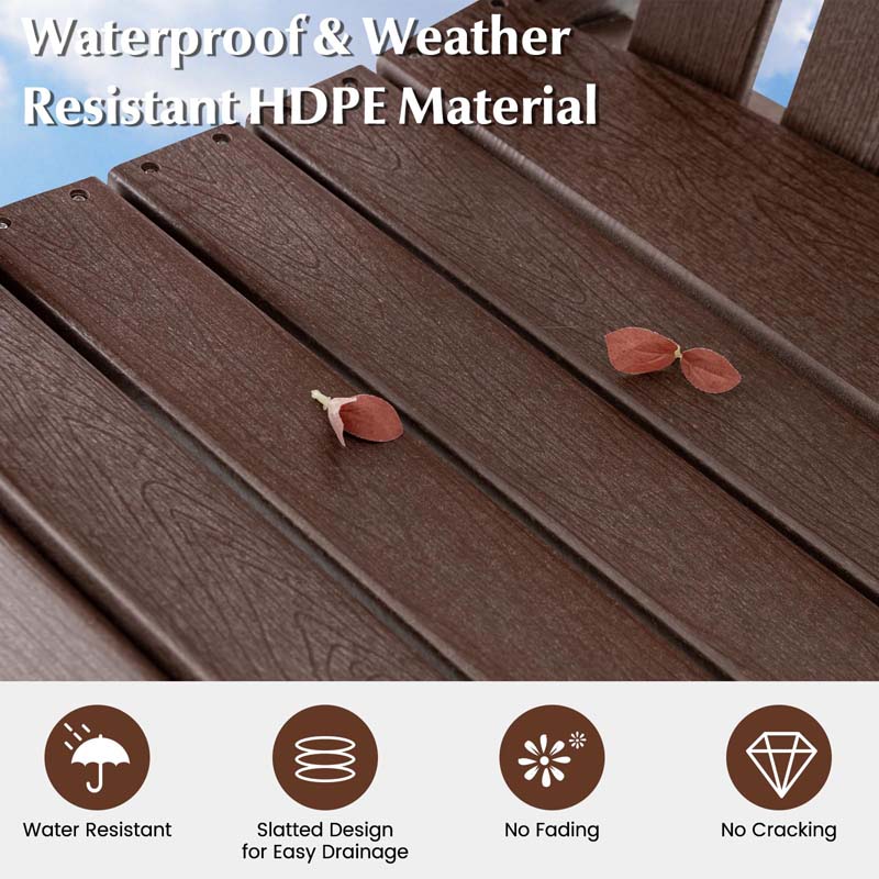 Outdoor HDPE Tall Adirondack Chair with Armrest & Footrest, Weather Resistant 47" Counter Height Barstool Balcony Chairs