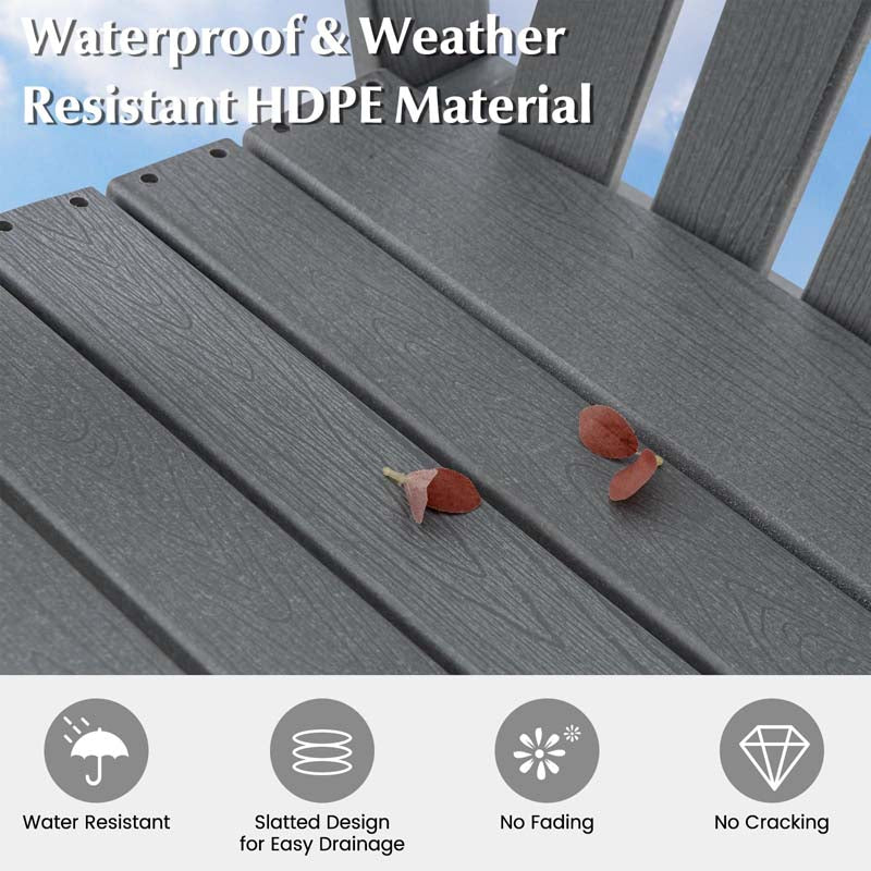Outdoor HDPE Tall Adirondack Chair with Armrest & Footrest, Weather Resistant 47" Counter Height Barstool Balcony Chairs