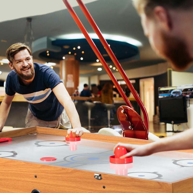 48" 3-in-1 Combo Game Table with Soccer, Billiard, Slide Hockey, Wood Multi Game Table Foosball Table for Game Room