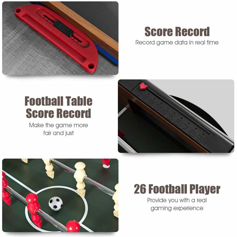 48" 3-in-1 Combo Game Table with Soccer, Billiard, Slide Hockey, Wood Multi Game Table Foosball Table for Game Room