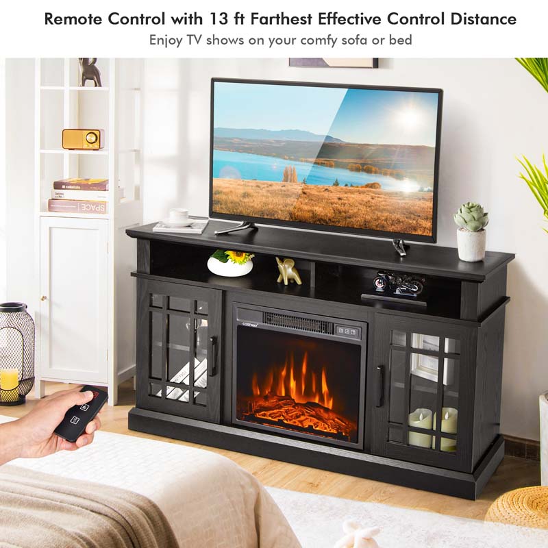 48" TV Console with 18" Fireplace Insert, Fireplace TV Stand for TVs up to 50 Inches, 1400W Electric Fireplace Heater