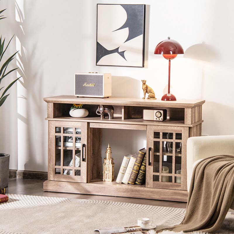 48" TV Console with 18" Fireplace Insert, Fireplace TV Stand for TVs up to 50 Inches, 1400W Electric Fireplace Heater