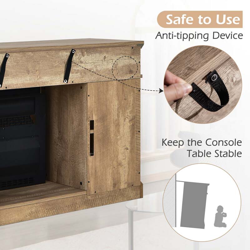 48" TV Console with 18" Fireplace Insert, Fireplace TV Stand for TVs up to 50 Inches, 1400W Electric Fireplace Heater