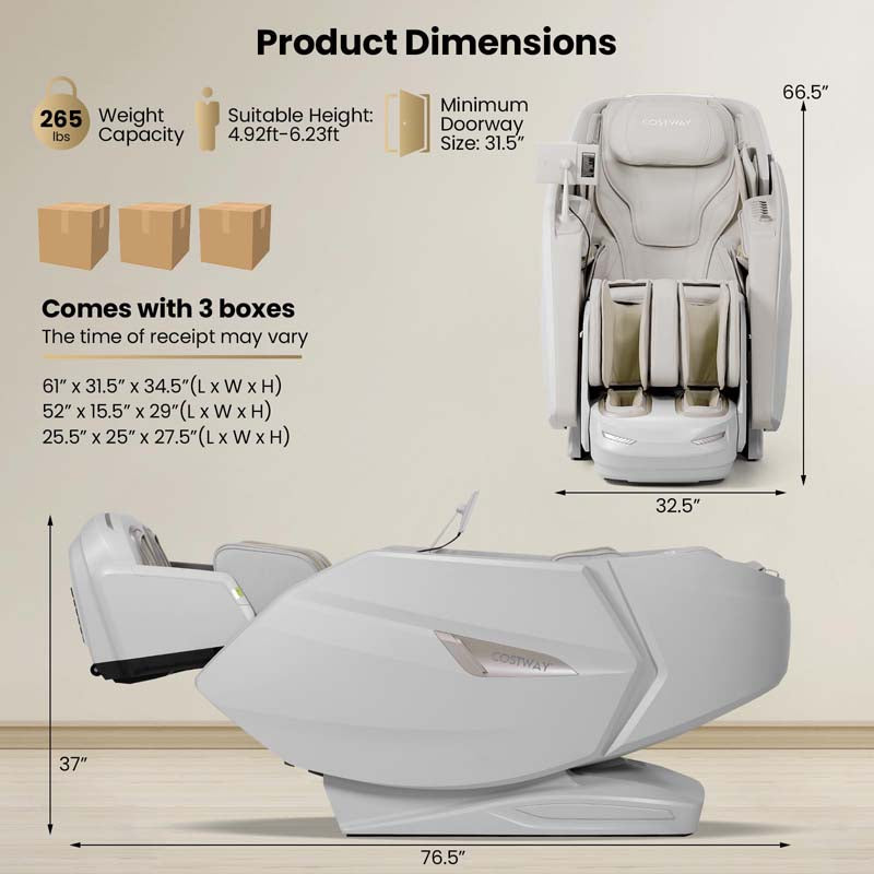 Health Detection Zero Gravity Full Body Massage Chair with 4D Dual Roller System Flexible Track, Heart Rate Monitor, Fragrance Therapy, Voice Control