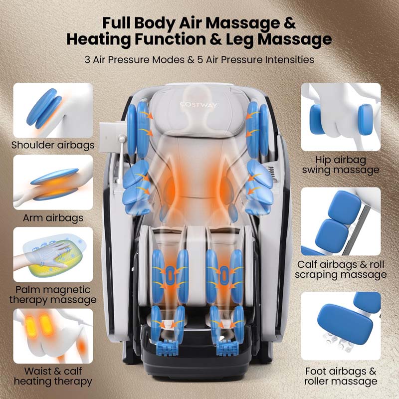 Health Detection Zero Gravity Full Body Massage Chair with 4D Dual Roller System Flexible Track, Heart Rate Monitor, Fragrance Therapy, Voice Control