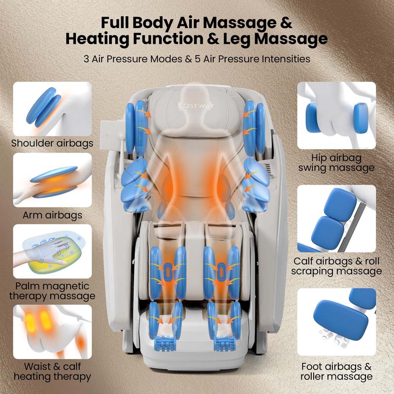Health Detection Zero Gravity Full Body Massage Chair with 4D Dual Roller System Flexible Track, Heart Rate Monitor, Fragrance Therapy, Voice Control