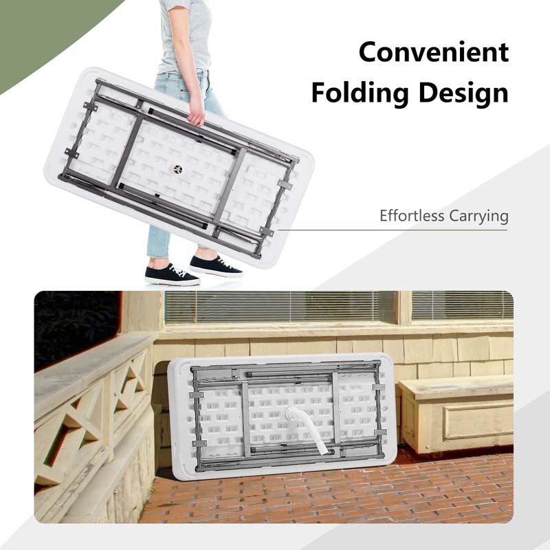4 Foot Party Folding Ice Table with Drain and Matching Skirt, Outdoor Fill and Chill Table for Cooling Food Beverage