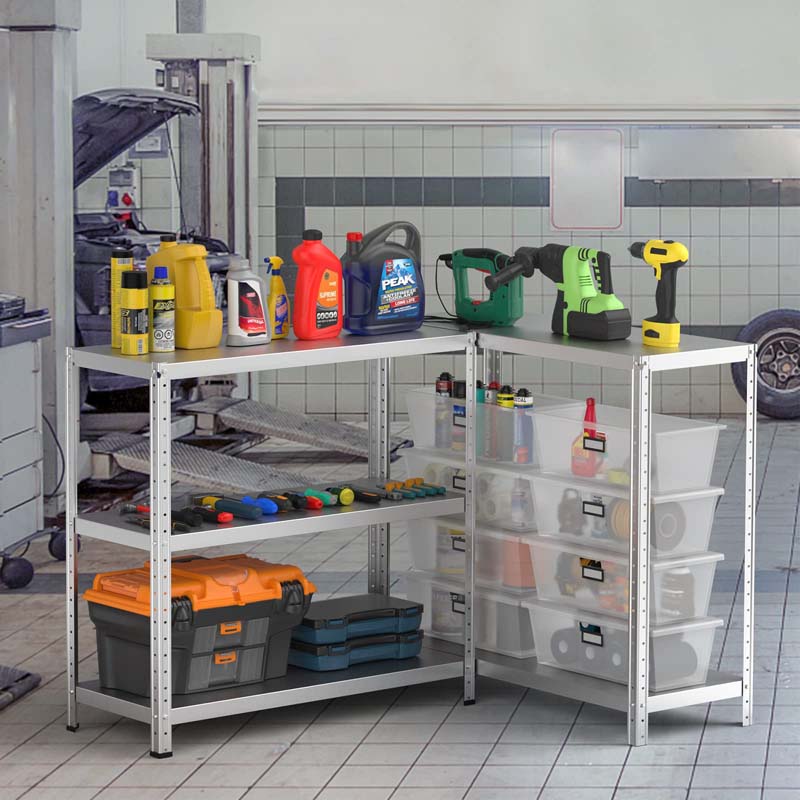Silver 39" x 16" x 74" 5-Tier Heavy Duty Metal Storage Shelving Unit, Multi-Use Storage Racks Utility Shelves