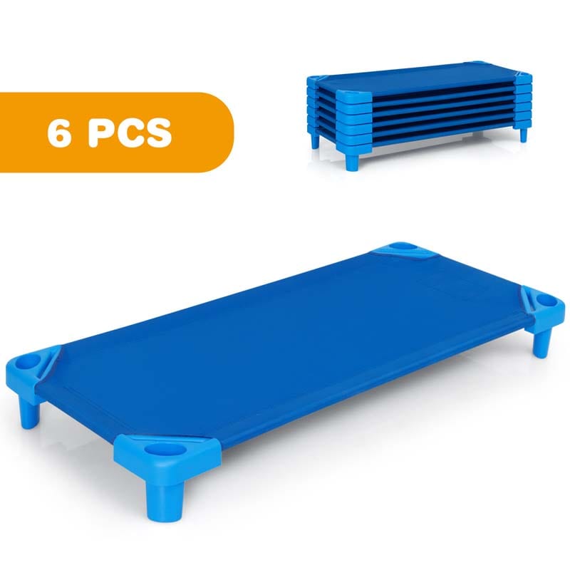 6 Pack 51" x 22.5" Stackable Daycare Cot for Preschool Kids Naptime Sleeping Cot Mat with Easy Lift Corner