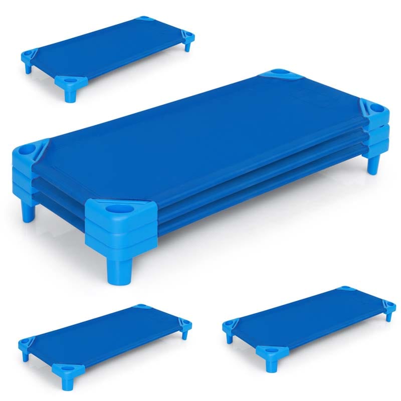 6 Pack 51" x 22.5" Stackable Daycare Cot for Preschool Kids Naptime Sleeping Cot Mat with Easy Lift Corner